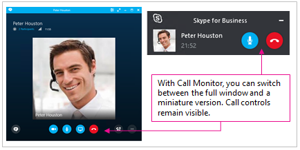 Adjust the size of your screen with the Skype for Business Call Monitor